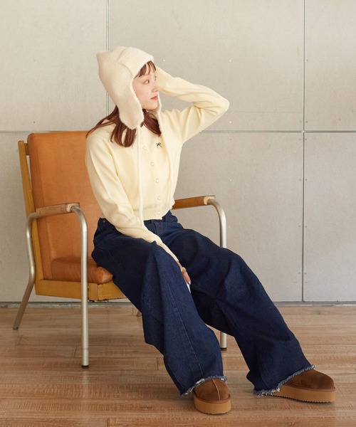 w closet(ダブルクローゼット)の「ニットキャップ(ニットキャップ/ビーニー・レディース・ブラック/ベージュ/オレンジ/アイボリー・FREE)」の9枚目の写真