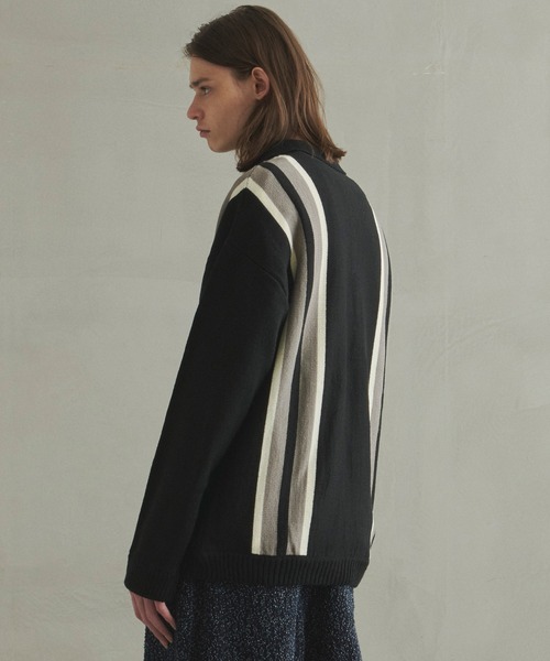 Revo.（レボ）の「Revo. ライン切替 ニットポロシャツ 長袖 オーバーサイズポロ（ニット/セーター・メンズ・ブラック/ナチュラル/ブラウン・2/1）」の16枚目の写真