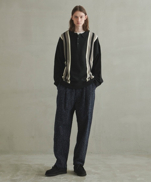 Revo.（レボ）の「Revo. ライン切替 ニットポロシャツ 長袖 オーバーサイズポロ（ニット/セーター・メンズ・ブラック/ナチュラル/ブラウン・2/1）」の19枚目の写真