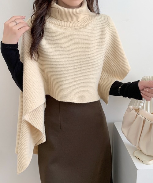 ■未使用品 【定価18700円】TODAYFULバイカラータートルニットケープ トゥデイフル バイカラータートルニットケープ 新品 タグ無し