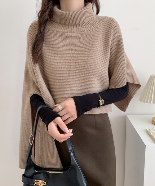eimyistoire☆オフタートルケープニットプルオーバー オフタートルケープニットプルオーバー(F BLACK): TOPS