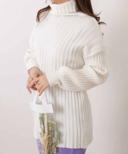 Lace Ladies(レースレディース)の「ハイネックバルーン袖リブニットプルオーバー(ニット/セーター・レディース・ブルーグレー/モカ/ブラック/アイボリー・FREE)」の8枚目の写真