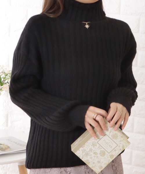 Lace Ladies(レースレディース)の「ハイネックバルーン袖リブニットプルオーバー(ニット/セーター・レディース・ブルーグレー/モカ/ブラック/アイボリー・FREE)」の10枚目の写真