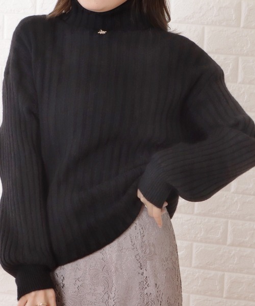Lace Ladies(レースレディース)の「ハイネックバルーン袖リブニットプルオーバー(ニット/セーター・レディース・ブルーグレー/モカ/ブラック/アイボリー・FREE)」の12枚目の写真
