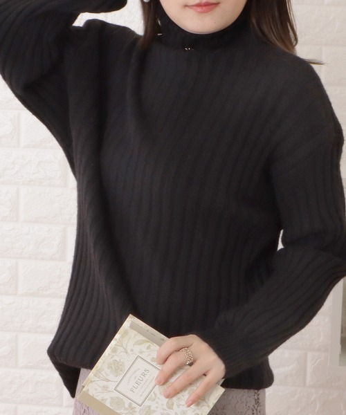 Lace Ladies(レースレディース)の「ハイネックバルーン袖リブニットプルオーバー(ニット/セーター・レディース・ブルーグレー/モカ/ブラック/アイボリー・FREE)」の14枚目の写真