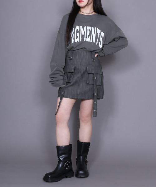 Figments(フィグメンツ)の「ヴィンテージカレッジロゴロンT(Tシャツ/カットソー・レディース・パープル/ピンク/スミクロ・FREE)」の2枚目の写真