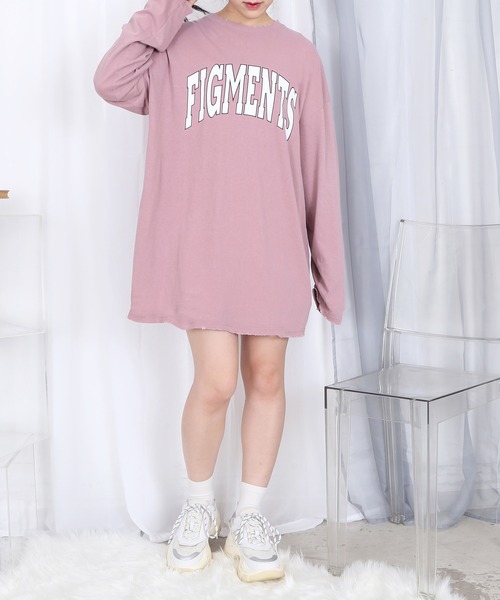Figments(フィグメンツ)の「ヴィンテージカレッジロゴロンT(Tシャツ/カットソー・レディース・パープル/ピンク/スミクロ・FREE)」の4枚目の写真