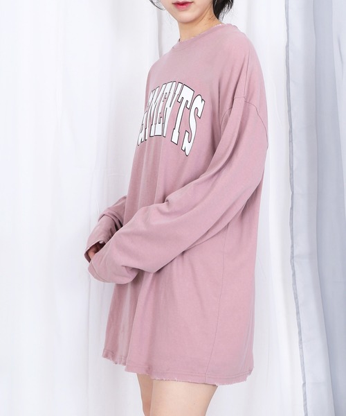 Figments(フィグメンツ)の「ヴィンテージカレッジロゴロンT(Tシャツ/カットソー・レディース・パープル/ピンク/スミクロ・FREE)」の5枚目の写真