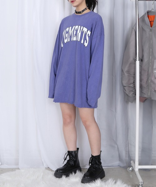 Figments(フィグメンツ)の「ヴィンテージカレッジロゴロンT(Tシャツ/カットソー・レディース・パープル/ピンク/スミクロ・FREE)」の9枚目の写真