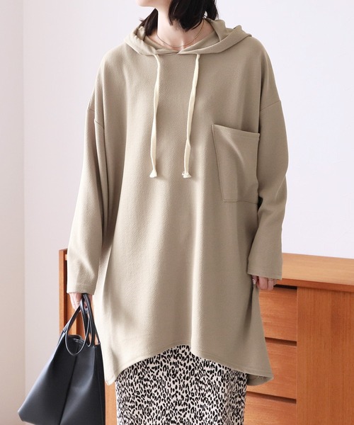 reca（レカ）の「ロングパーカーチュニック（チュニック・レディース・ブラック/ベージュ/ブラウン・FREE）」の13枚目の写真