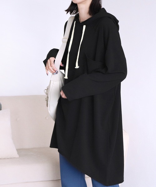 reca（レカ）の「ロングパーカーチュニック（チュニック・レディース・ブラック/ベージュ/ブラウン・FREE）」の6枚目の写真