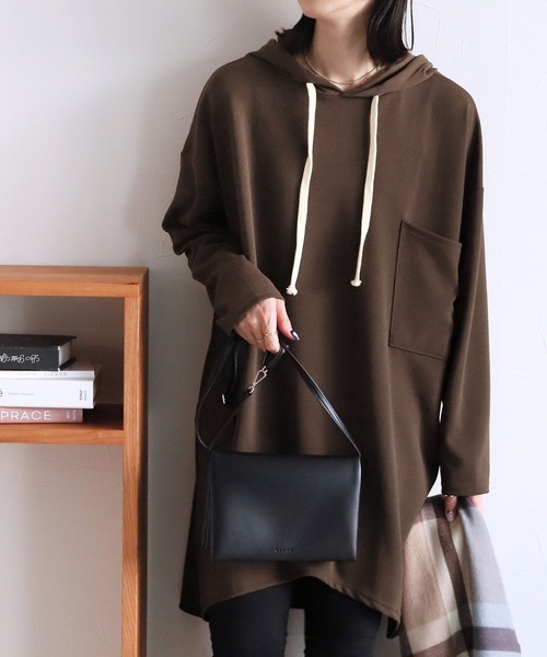 reca（レカ）の「ロングパーカーチュニック（チュニック・レディース・ブラック/ベージュ/ブラウン・FREE）」の8枚目の写真