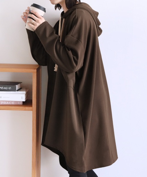 reca（レカ）の「ロングパーカーチュニック（チュニック・レディース・ブラック/ベージュ/ブラウン・FREE）」の10枚目の写真