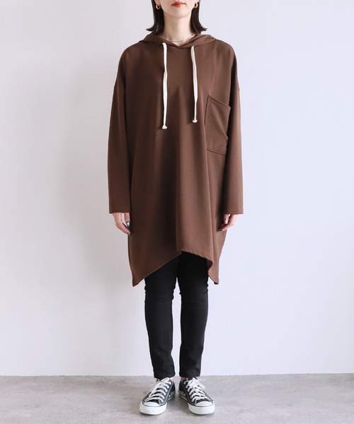 reca（レカ）の「ロングパーカーチュニック（チュニック・レディース・ブラック/ベージュ/ブラウン・FREE）」の16枚目の写真