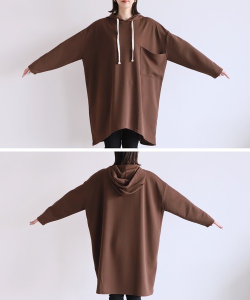 reca（レカ）の「ロングパーカーチュニック（チュニック・レディース・ブラック/ベージュ/ブラウン・FREE）」の19枚目の写真
