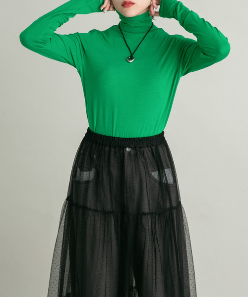 KBF（ケイビーエフ）の「タートルネックコンパクトカットソー（Tシャツ/カットソー・レディース・グレー/グリーン/オフホワイト・ONE）」の20枚目の写真