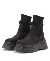 Lace Ladies（レースレディース）の「レザー調ドッキング厚底ショートブーツ（ブーツ）」