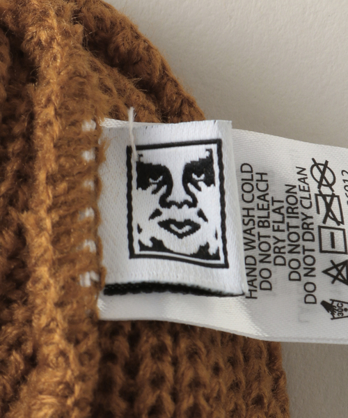 OBEY(オベイ)の「【OBEY / オベイ】SLAP BEANIE:ビーニー(ニットキャップ/ビーニー・レディース・キャメル/ブラック・FREE)」の8枚目の写真