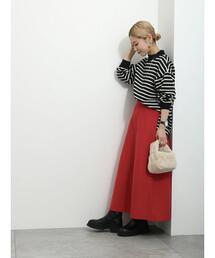 Samansa Mos2 blue | ◎スポンジニットフレアスカート(スカート)