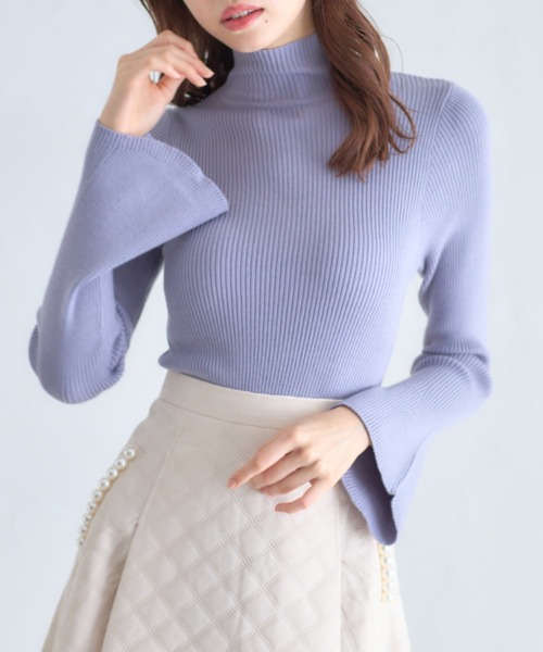 tocco closet(トッコ クローゼット)の「フレアスリーブハイネックリブニットプルオーバー(ニット/セーター・レディース・ライトブルー/オフホワイト/ピンク・M)」の8枚目の写真