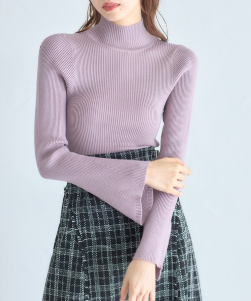 tocco closet(トッコ クローゼット)の「フレアスリーブハイネックリブニットプルオーバー(ニット/セーター・レディース・ライトブルー/オフホワイト/ピンク・M)」の12枚目の写真
