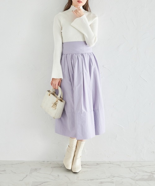 tocco closet(トッコ クローゼット)の「フレアスリーブハイネックリブニットプルオーバー(ニット/セーター・レディース・ライトブルー/オフホワイト/ピンク・M)」の4枚目の写真
