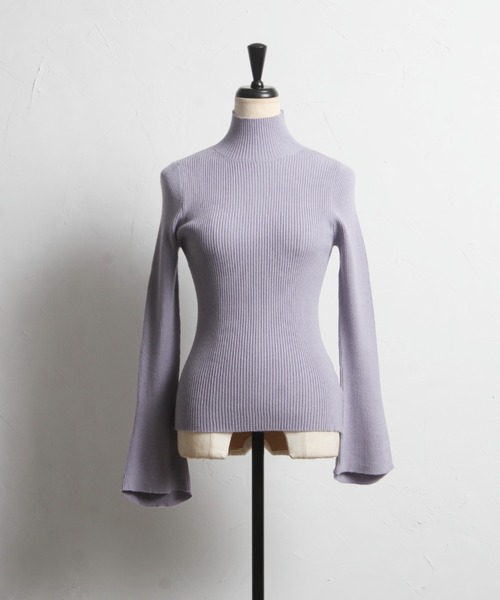 tocco closet(トッコ クローゼット)の「フレアスリーブハイネックリブニットプルオーバー(ニット/セーター・レディース・ライトブルー/オフホワイト/ピンク・M)」の16枚目の写真