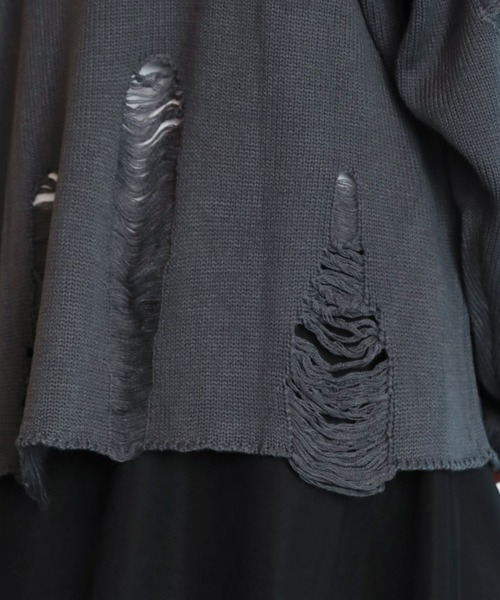 uora(ユオラ)の「キャット刺繍ダメージニット(ニット/セーター・レディース・ブラック/チャコール・M)」の21枚目の写真