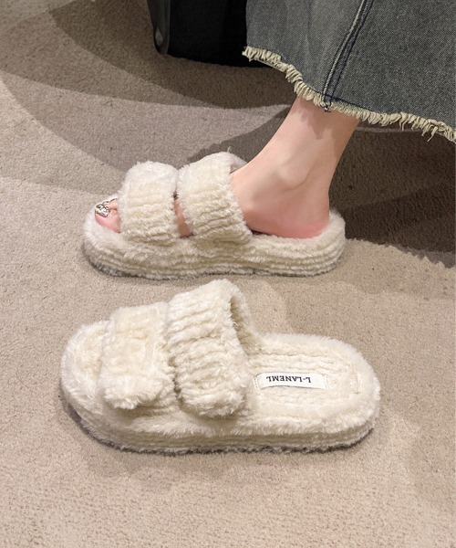 Miniministore(ミニミニストア)の「ファーサンダル レディース 厚底スリッパ(サンダル・レディース・ベージュ/アイボリー/ブラック・22.5cm/24.5cm/23.0cm/23.5cm/24.0cm/25.0cm)」の20枚目の写真