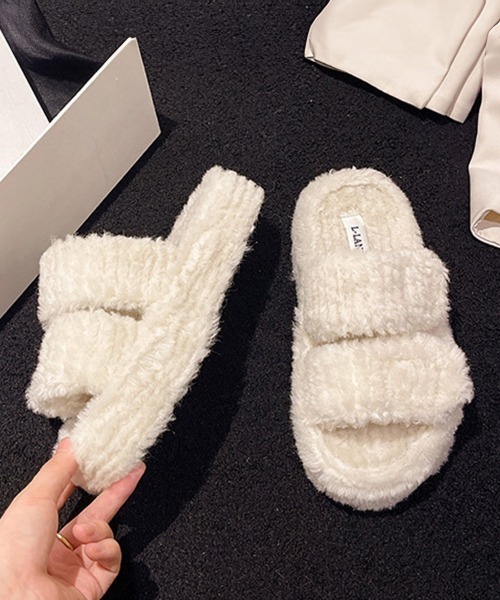 Miniministore(ミニミニストア)の「ファーサンダル レディース 厚底スリッパ(サンダル・レディース・ベージュ/アイボリー/ブラック・22.5cm/24.5cm/23.0cm/23.5cm/24.0cm/25.0cm)」の21枚目の写真