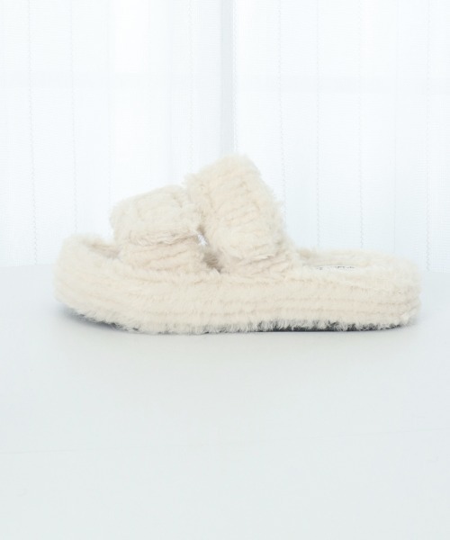Miniministore(ミニミニストア)の「ファーサンダル レディース 厚底スリッパ(サンダル・レディース・ベージュ/アイボリー/ブラック・22.5cm/24.5cm/23.0cm/23.5cm/24.0cm/25.0cm)」の4枚目の写真