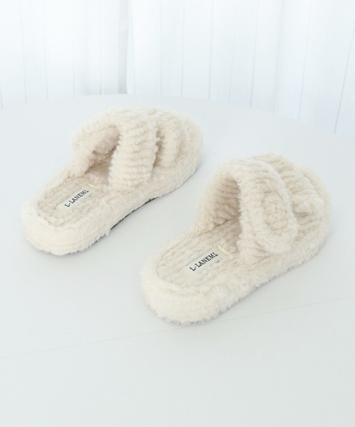 Miniministore(ミニミニストア)の「ファーサンダル レディース 厚底スリッパ(サンダル・レディース・ベージュ/アイボリー/ブラック・22.5cm/24.5cm/23.0cm/23.5cm/24.0cm/25.0cm)」の5枚目の写真