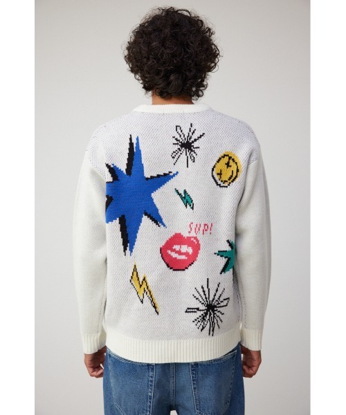 AZUL by moussy（アズールバイマウジー）の「スカルグラフィック総柄ニット（ニット/セーター・メンズ・ブラック系その他/ホワイト系その他/ブルー系その他・FREE）」の9枚目の写真