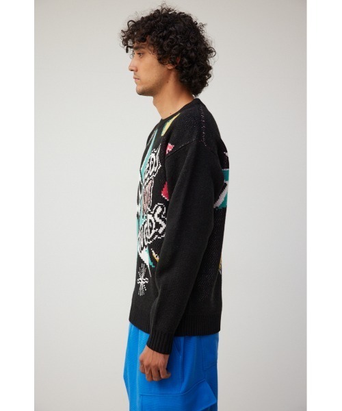 AZUL by moussy（アズールバイマウジー）の「スカルグラフィック総柄ニット（ニット/セーター・メンズ・ブラック系その他/ホワイト系その他/ブルー系その他・FREE）」の18枚目の写真
