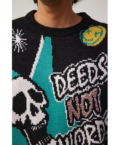 AZUL by moussy（アズールバイマウジー）の「スカルグラフィック総柄ニット（ニット/セーター・メンズ・ブラック系その他/ホワイト系その他/ブルー系その他・FREE）」の20枚目の写真