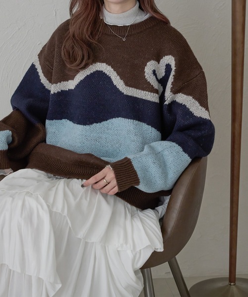 Ambre Neige（アンブルネージュ）の「2wayニュアンスグラデーションニット／【WEB/EC限定商品】（ニット/セーター・レディース・グレー系その他/ホワイト系その他/ブラウン系その他・FREE）」の3枚目の写真