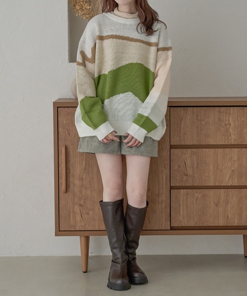 Ambre Neige（アンブルネージュ）の「2wayニュアンスグラデーションニット／【WEB/EC限定商品】（ニット/セーター・レディース・グレー系その他/ホワイト系その他/ブラウン系その他・FREE）」の4枚目の写真