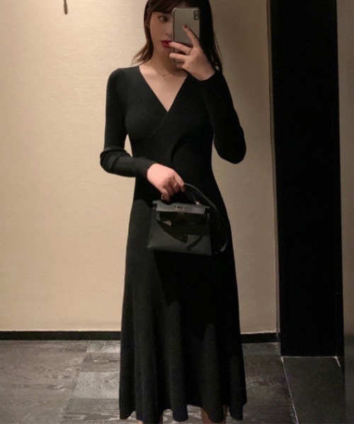 Miniministore（ミニミニストア）の「ニットワンピ ロングワンピースレディース（ワンピース・レディース・ブラック/アイボリー/ブルー/カーキ/レッド・フリー）」の9枚目の写真