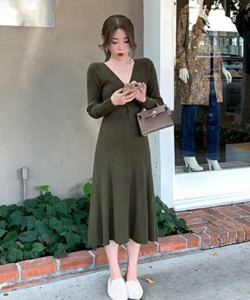 Miniministore（ミニミニストア）の「ニットワンピ ロングワンピースレディース（ワンピース・レディース・ブラック/アイボリー/ブルー/カーキ/レッド・フリー）」の15枚目の写真