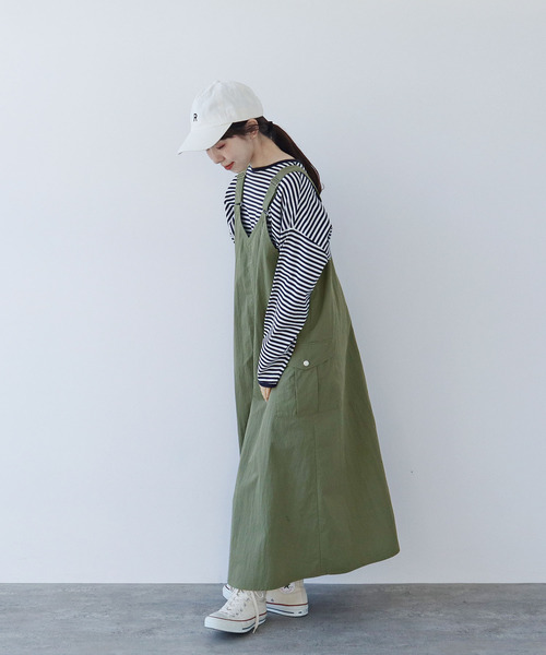 PAR ICI（パーリッシィ）の「コットンナイロンウェザー アーミーワンピース（ワンピース・レディース・カーキ/ブラック・FREE）」の6枚目の写真