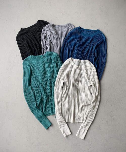 cheriella（シェリエラ）の「【cheriella】WEB限定シアーランダムリブニット WEB LIMITED SHEER RANDOM RIB KNIT（ニット/セーター・レディース・ミント/ブルー/グレー/ホワイト系その他/ブラック・M）」の9枚目の写真