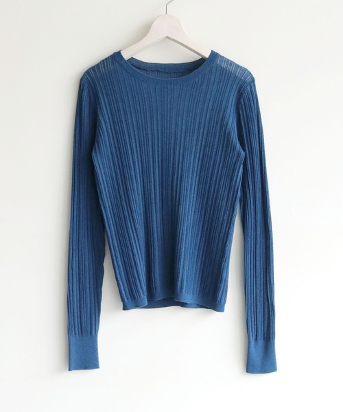 cheriella（シェリエラ）の「【cheriella】WEB限定シアーランダムリブニット WEB LIMITED SHEER RANDOM RIB KNIT（ニット/セーター・レディース・ミント/ブルー/グレー/ホワイト系その他/ブラック・M）」の8枚目の写真