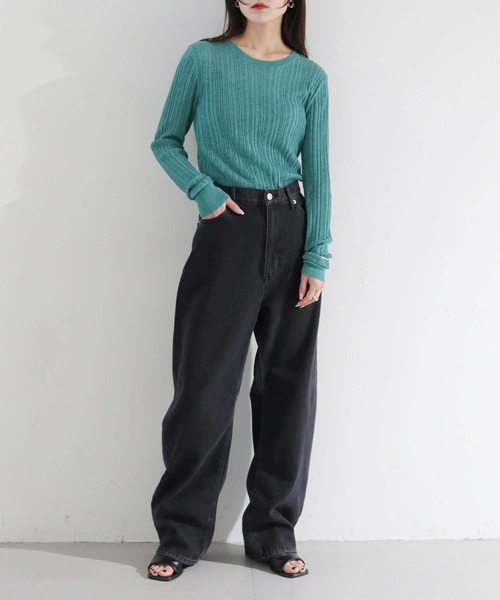 cheriella（シェリエラ）の「【cheriella】WEB限定シアーランダムリブニット WEB LIMITED SHEER RANDOM RIB KNIT（ニット/セーター・レディース・ミント/ブルー/グレー/ホワイト系その他/ブラック・M）」の13枚目の写真