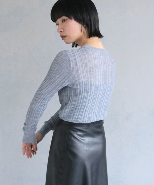 cheriella（シェリエラ）の「【cheriella】WEB限定シアーランダムリブニット WEB LIMITED SHEER RANDOM RIB KNIT（ニット/セーター・レディース・ミント/ブルー/グレー/ホワイト系その他/ブラック・M）」の22枚目の写真