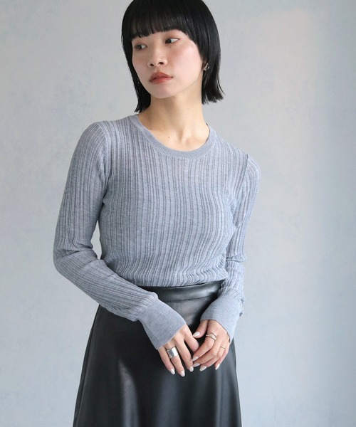 cheriella（シェリエラ）の「【cheriella】WEB限定シアーランダムリブニット WEB LIMITED SHEER RANDOM RIB KNIT（ニット/セーター・レディース・ミント/ブルー/グレー/ホワイト系その他/ブラック・M）」の20枚目の写真