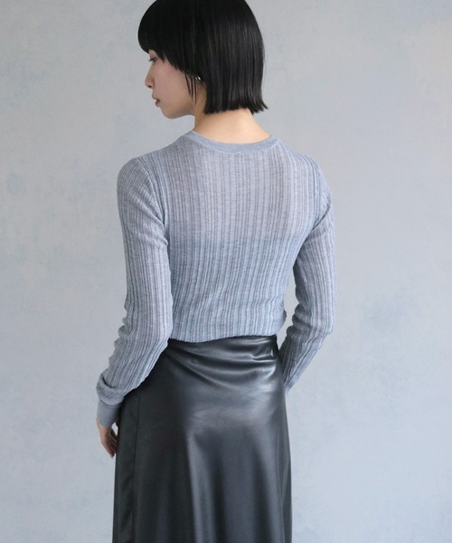 cheriella（シェリエラ）の「【cheriella】WEB限定シアーランダムリブニット WEB LIMITED SHEER RANDOM RIB KNIT（ニット/セーター・レディース・ミント/ブルー/グレー/ホワイト系その他/ブラック・M）」の21枚目の写真