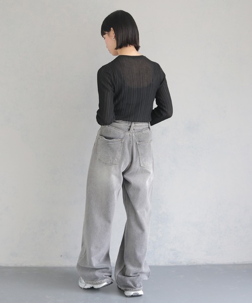 cheriella（シェリエラ）の「【cheriella】WEB限定シアーランダムリブニット WEB LIMITED SHEER RANDOM RIB KNIT（ニット/セーター・レディース・ミント/ブルー/グレー/ホワイト系その他/ブラック・M）」の18枚目の写真