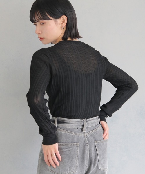 cheriella（シェリエラ）の「【cheriella】WEB限定シアーランダムリブニット WEB LIMITED SHEER RANDOM RIB KNIT（ニット/セーター・レディース・ミント/ブルー/グレー/ホワイト系その他/ブラック・M）」の15枚目の写真