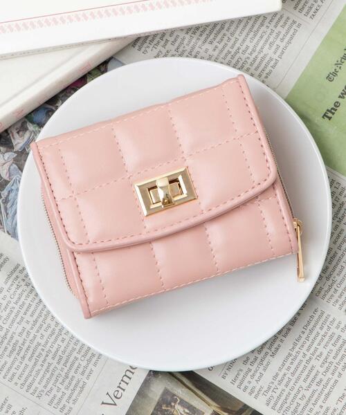 WEGO（ウィゴー）の「WEGO/パイピングキルティングウォレット（財布・レディース・ブラック/ホワイト/ピンク・FREE）」の3枚目の写真