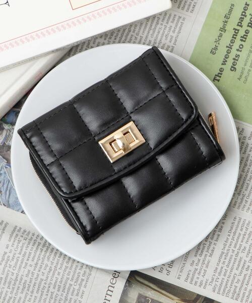 WEGO（ウィゴー）の「WEGO/パイピングキルティングウォレット（財布・レディース・ブラック/ホワイト/ピンク・FREE）」の2枚目の写真